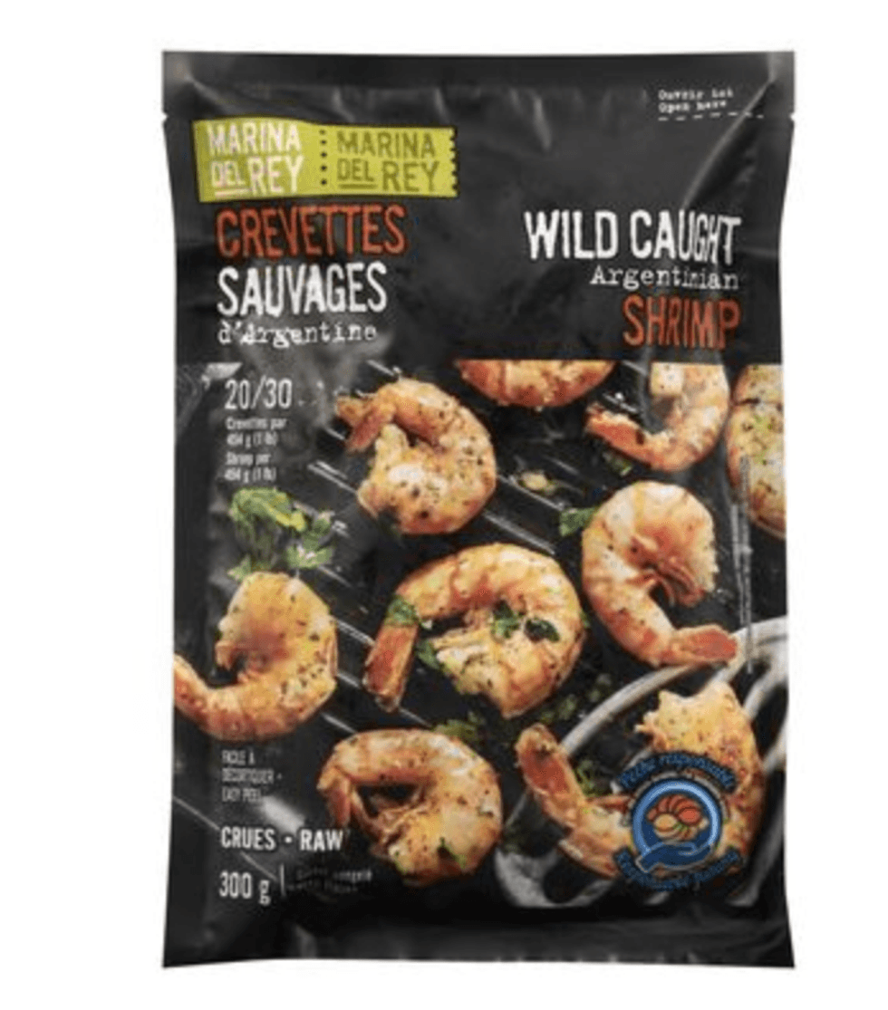 Crevettes sauvages d'Argentine surgel\u00e9es et crues