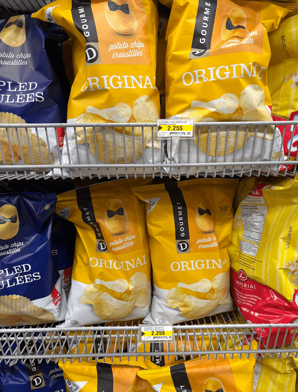 Croustilles originales sur les tablettes du Dollarama.