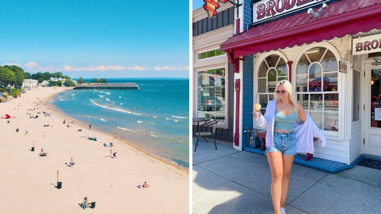 Crystal Beach à Fort Erie. Droite : Une personne devant le Brodericks à Port Stanley.