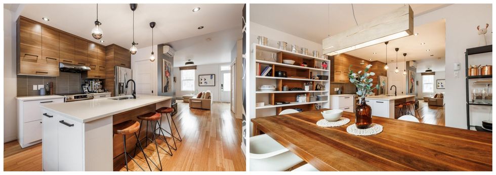 Cuisine. Droite : Salle \u00e0 manger.