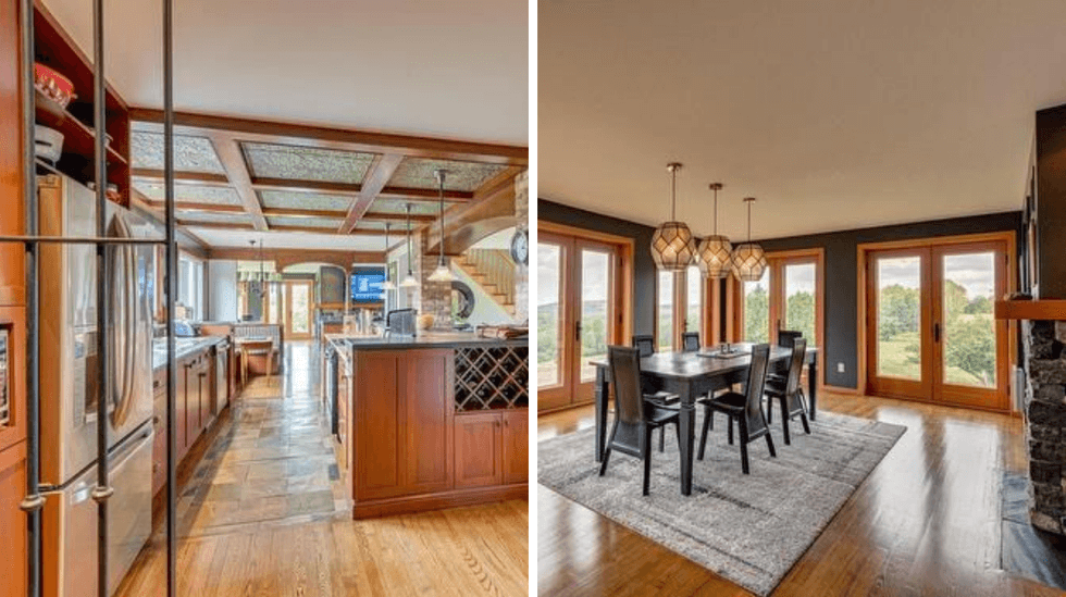 Cuisine. Droite : Salle \u00e0 manger.