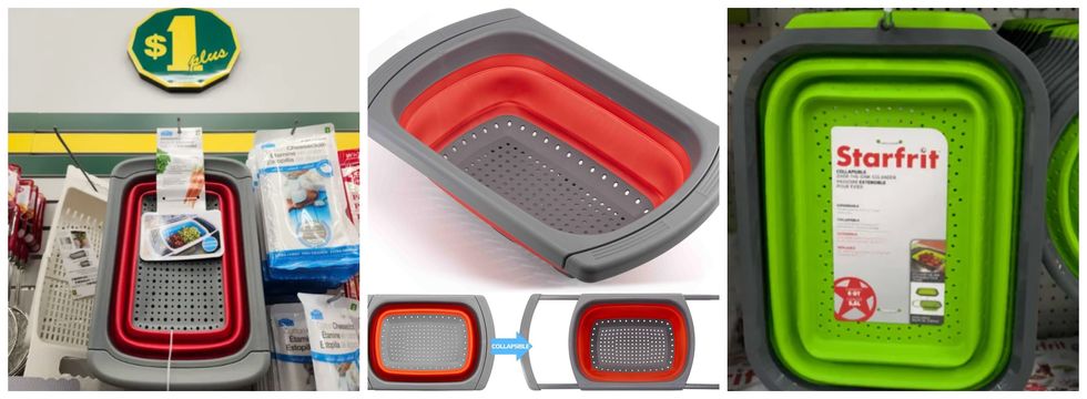 De gauche \u00e0 droite : La passoire du Dollarama, celle d'Amazon et celle de la marque Starfrit au Canadian Tire.