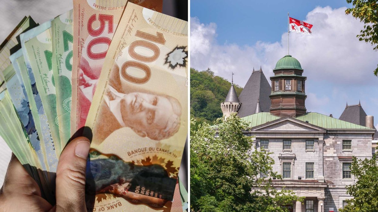 De l'argent canadien. Droite : l'Université McGill.