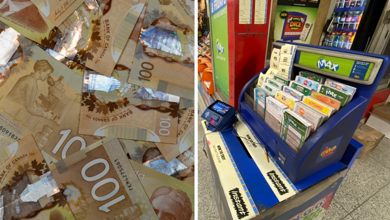 De l'argent. Droite : Lotto Max.