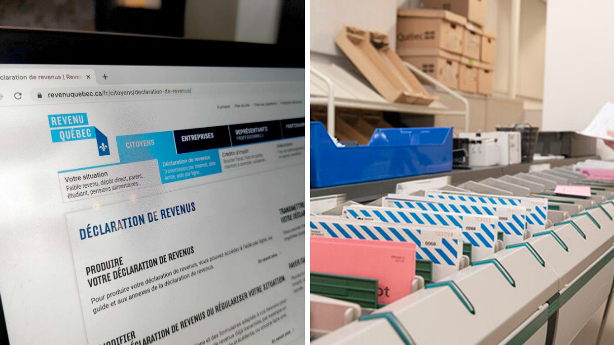 Déclaration de revenu en ligne. Droite : Dossiers de Revenu Québec.