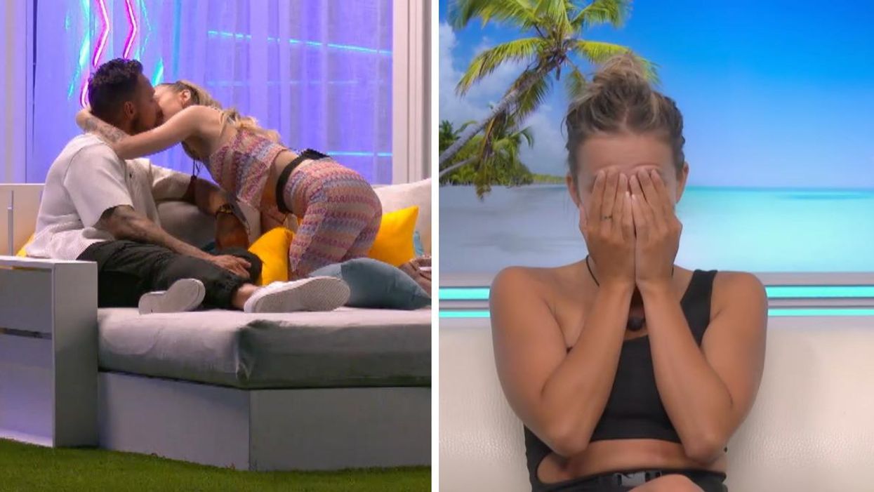 Derek qui embrasse Alexandra à L'île de l'amour. Droite : Bianca de L'île de l'amour.