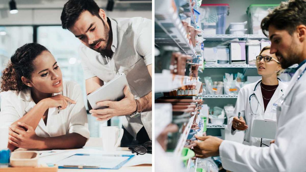 Des jeunes professionnels. Droite : des pharmaciens.