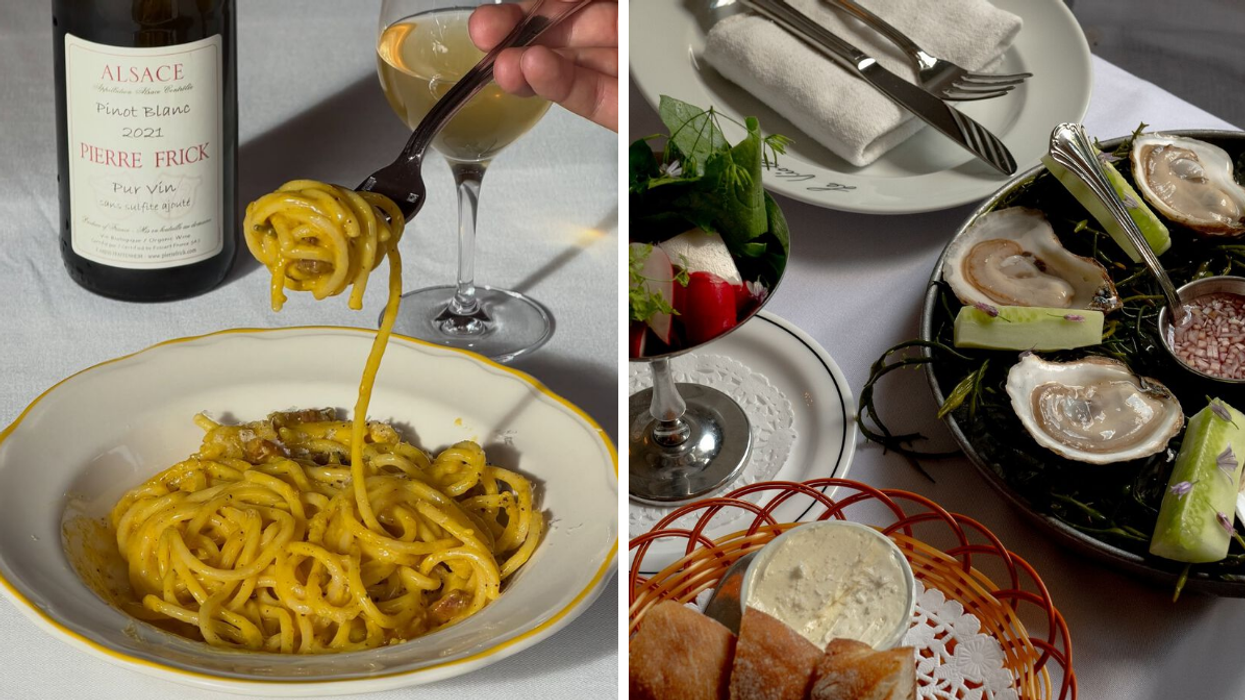 Des pâtes du restaurant Pasta Pooks. Droites : Des assiettes du restaurant Le Violon.