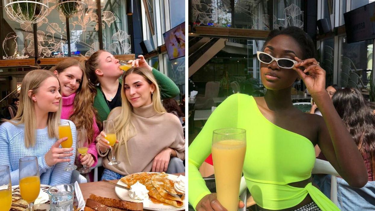 Des personnes sirotant des mimosas au Gingko Montréal.