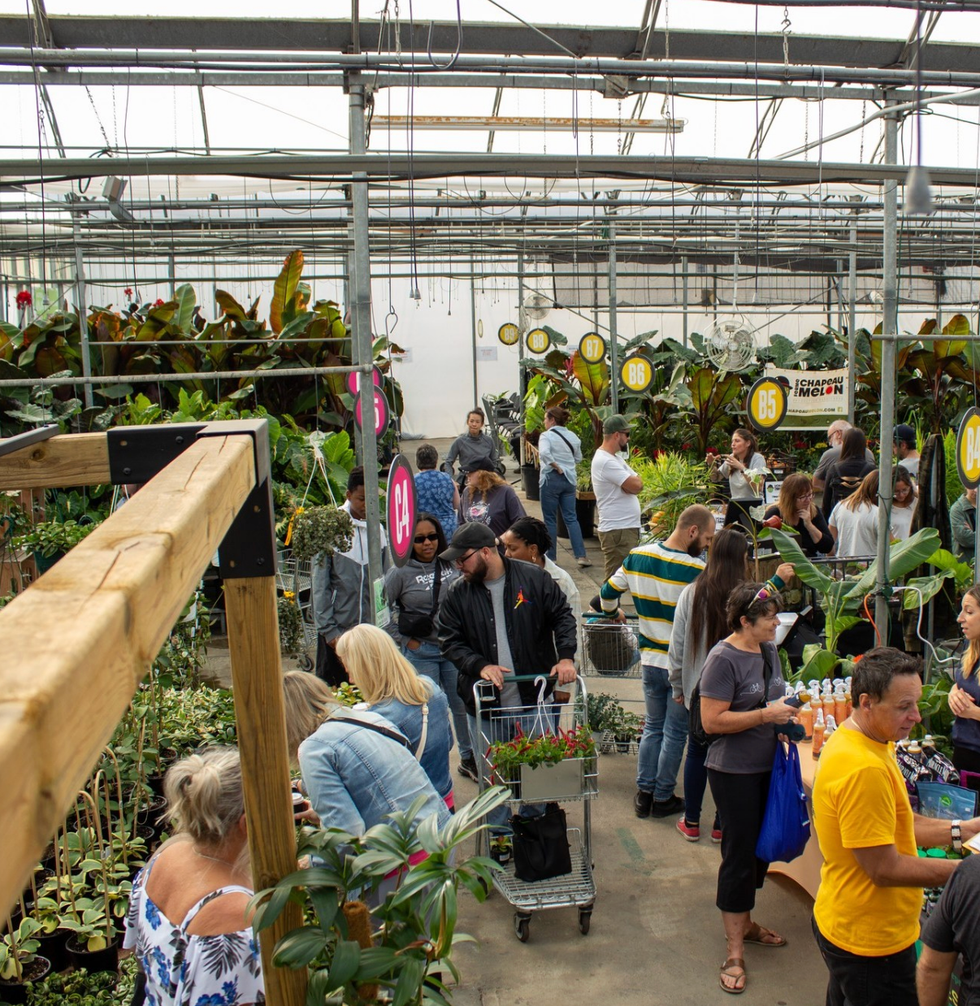 Des personnes \u00e0 la P\u00e9pini\u00e8re Locas pendant le Salon des Plantes Tropicales.