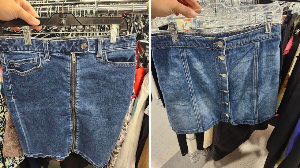 Deux jupes en denim.