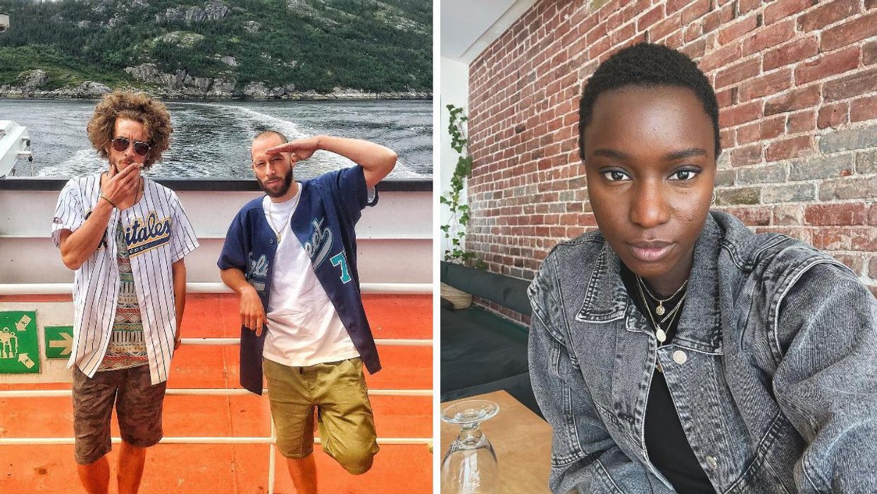 Deux membres du groupe Alaclair Ensemble. Droite : Sarahmée.