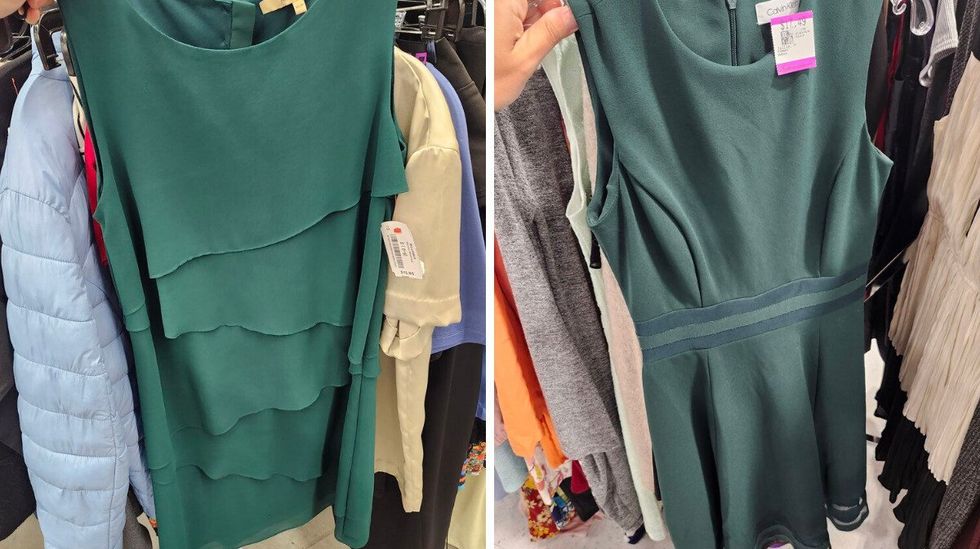 Deux robes de couleur \u00e9meraude.