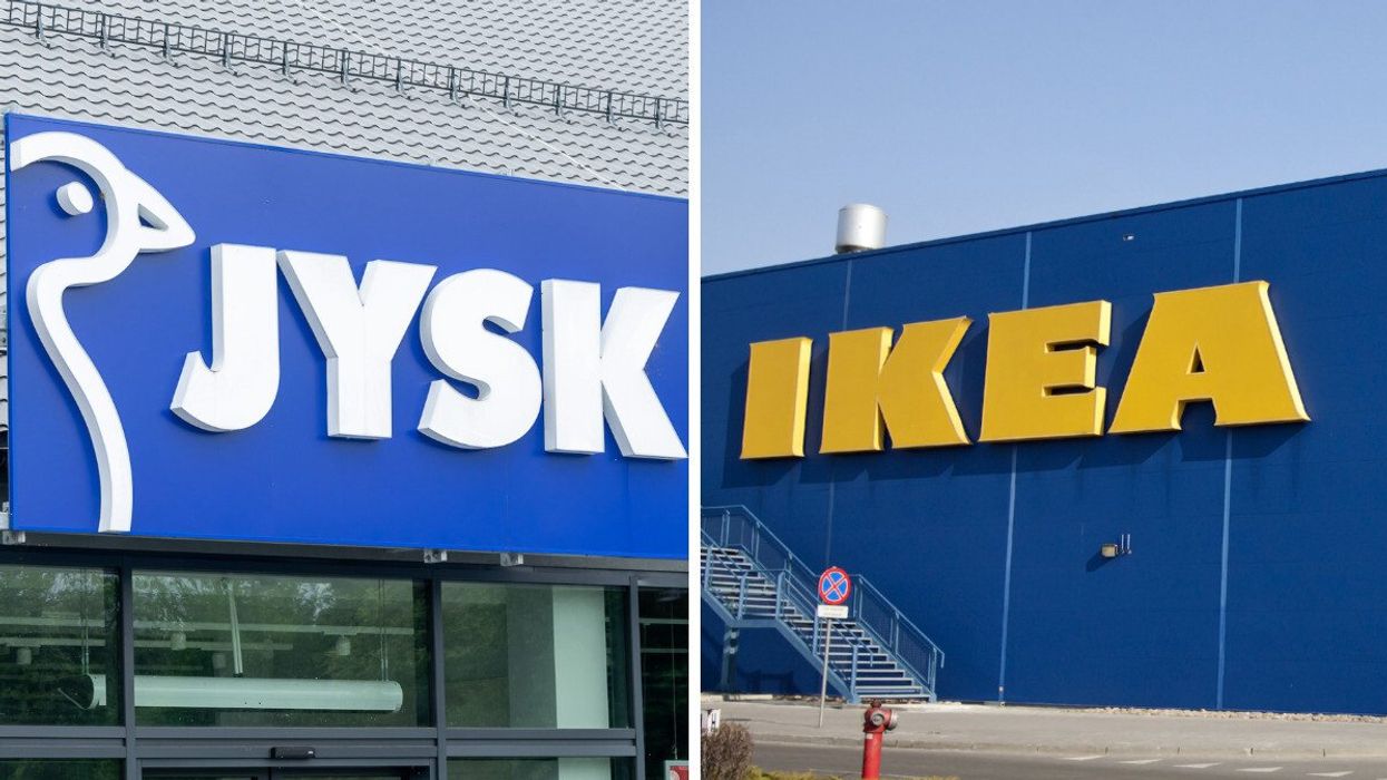 Devanture du Jysk. Droite : Devanture du IKEA.