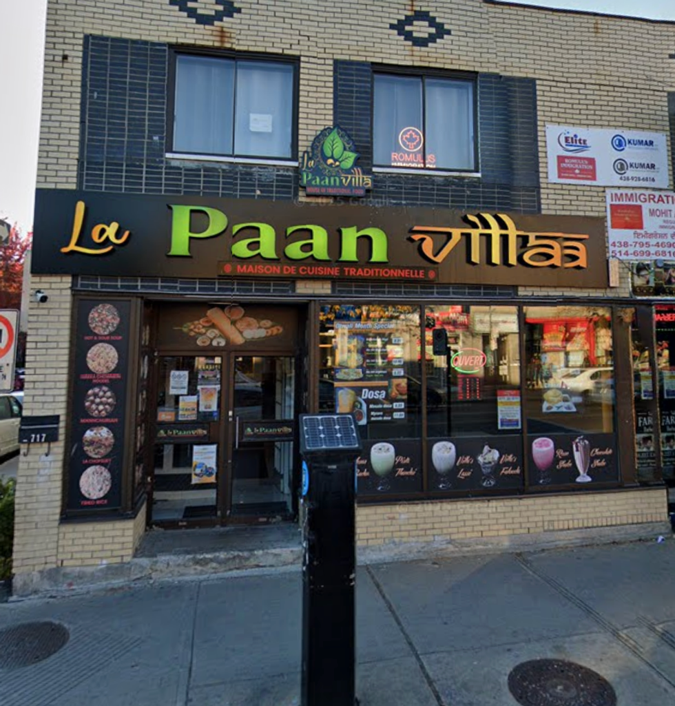 Devanture du restaurant La Paan Villa \u00e0 Montr\u00e9al.