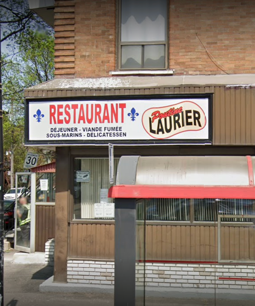 Devanture du restaurant Restaurant Poutine Laurier \u00e0 Montr\u00e9al.