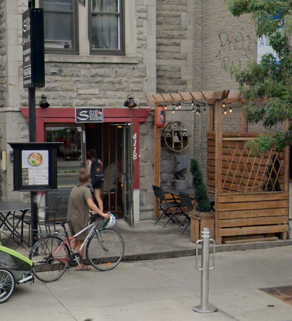 Devanture du restaurant Sozo Sushi \u00e0 Montr\u00e9al.