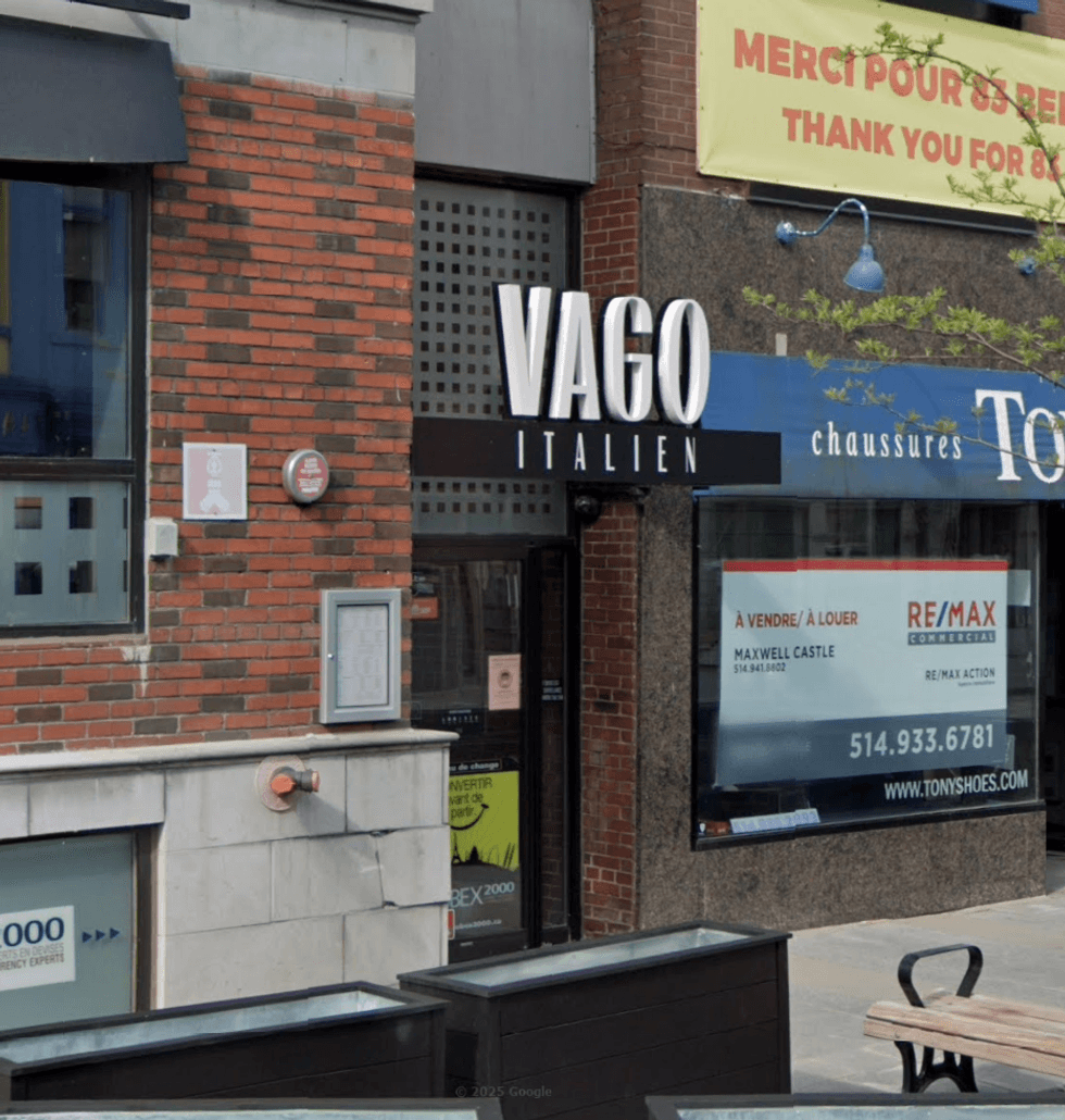 Devanture du restaurant Vago Italien \u00e0 Westmount.