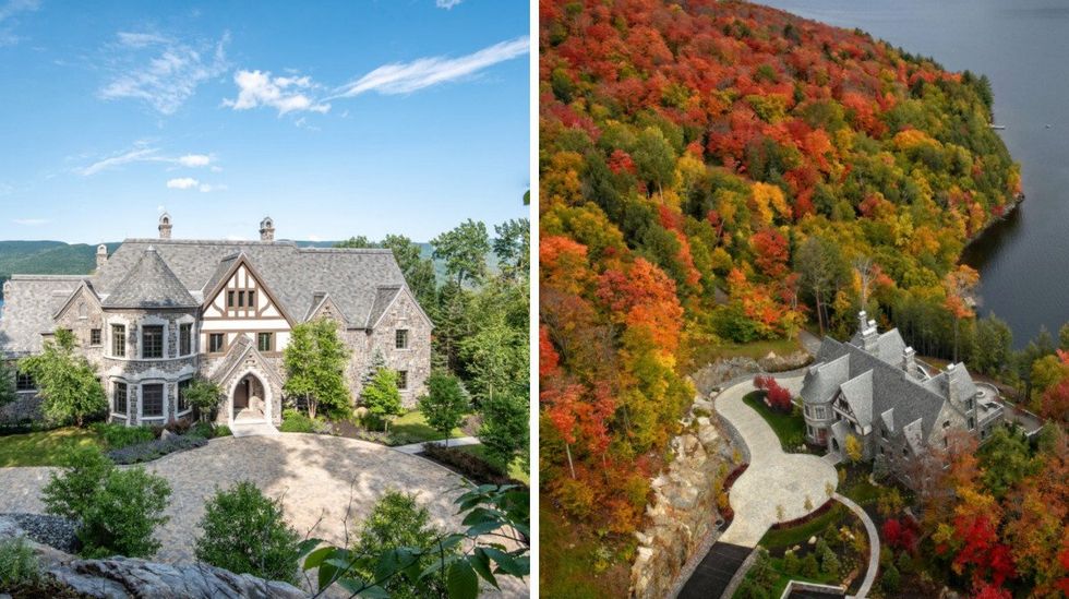 Devanture et vue a\u00e9rienne de la maison la plus ch\u00e8re \u00e0 vendre au Qu\u00e9bec.