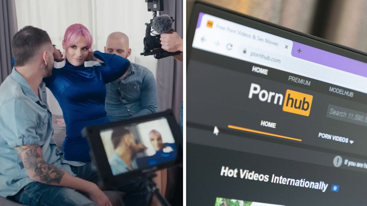 Documentaire Money Shot: The Pornhub Story sur Netflix. Droite : Site Web Pornhub.
