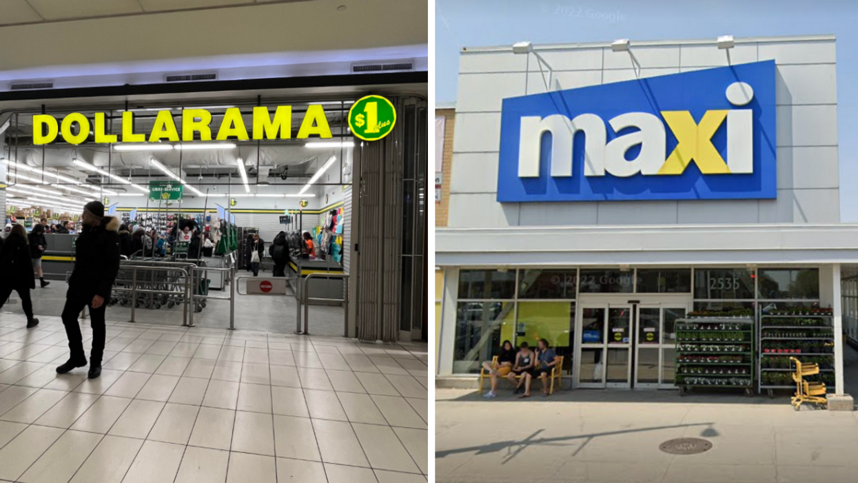 Dollarama. Droite : Maxi.