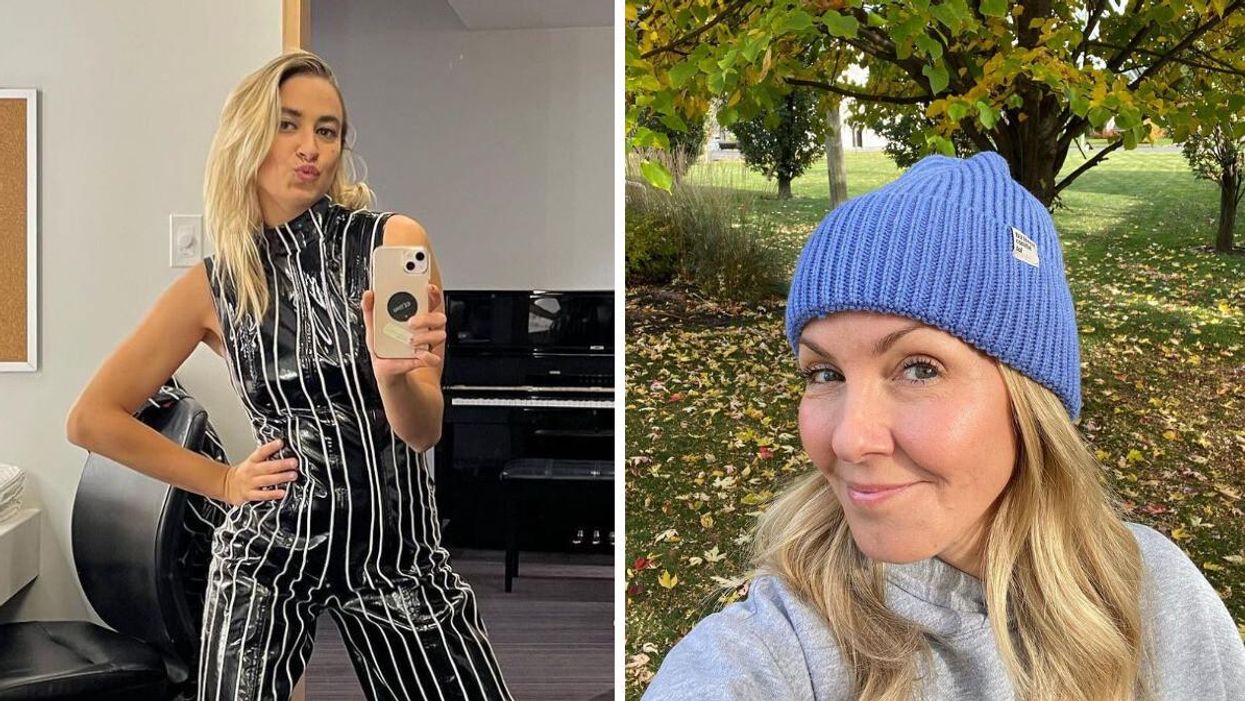 Éléonore Lagacé de Big Brother Célébrités. Droite : L'animatrice Véronique Cloutier.