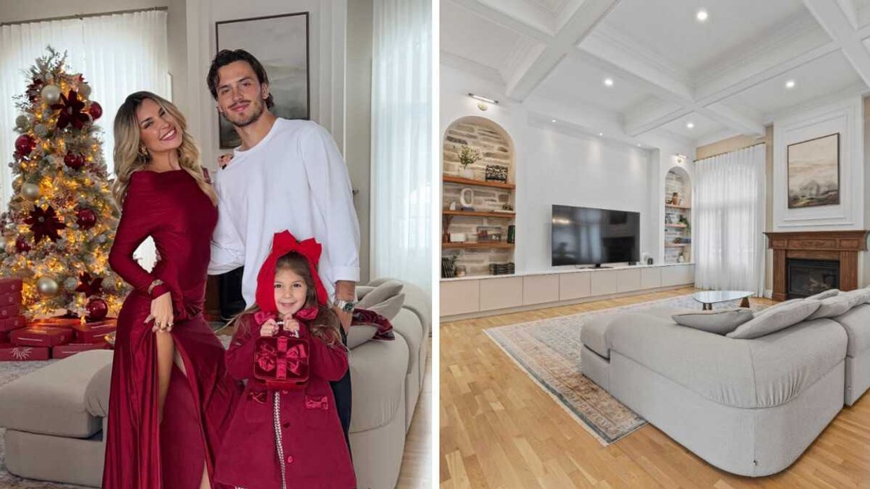 Élisabeth Rioux, son chum et sa fille Wolfie. Droite : La maison à vendre à Blainville d'Elisabeth Rioux.