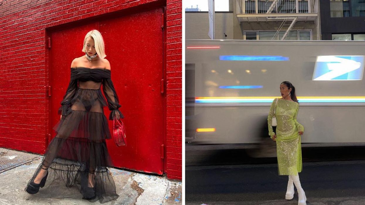 Emy-Jade Greaves à la New York Fashion Week. Droite : Cindy Cournoyer à la New York Fashion Week.