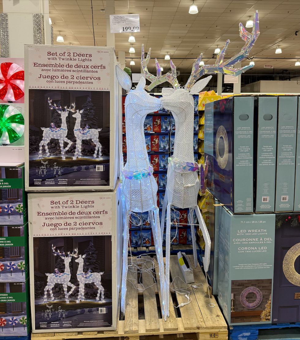 Ensemble de cerfs lumineux vendu dans le rayon des articles saisonniers chez Costco.