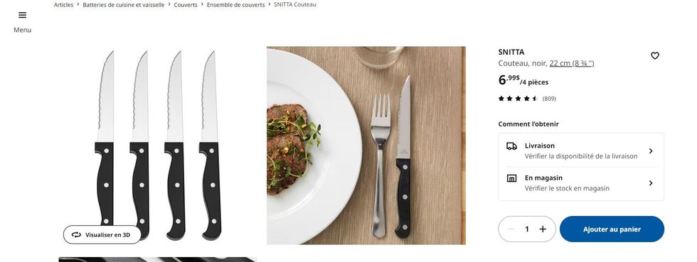 Ensemble de couteaux au IKEA.