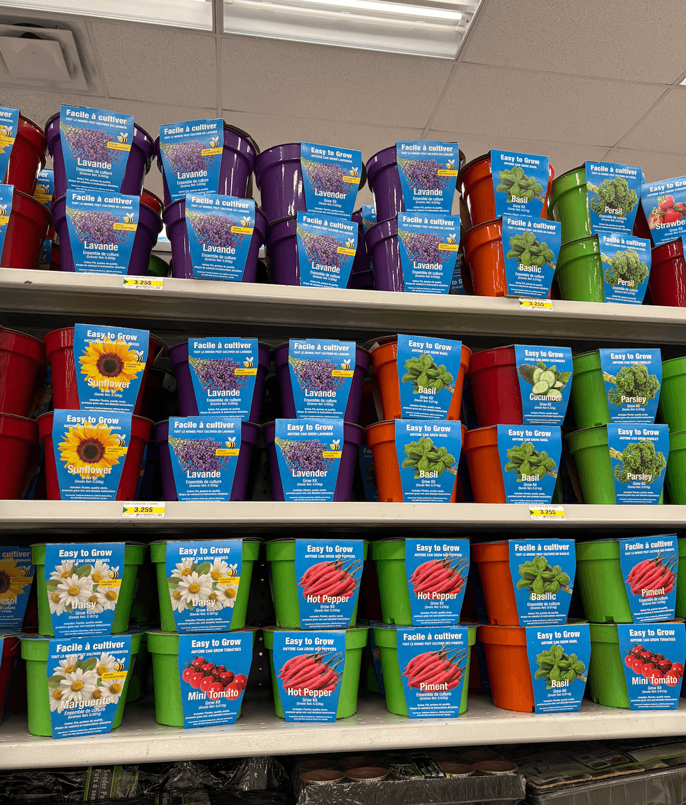 Ensemble de culture sur les tablettes du Dollarama.