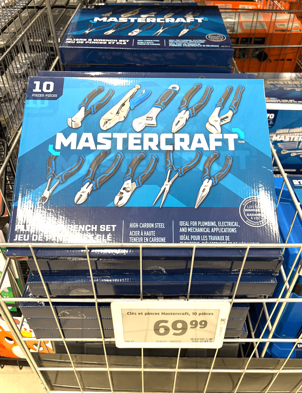 Ensemble de dix pinces Mastercraft au Canadian Tire.