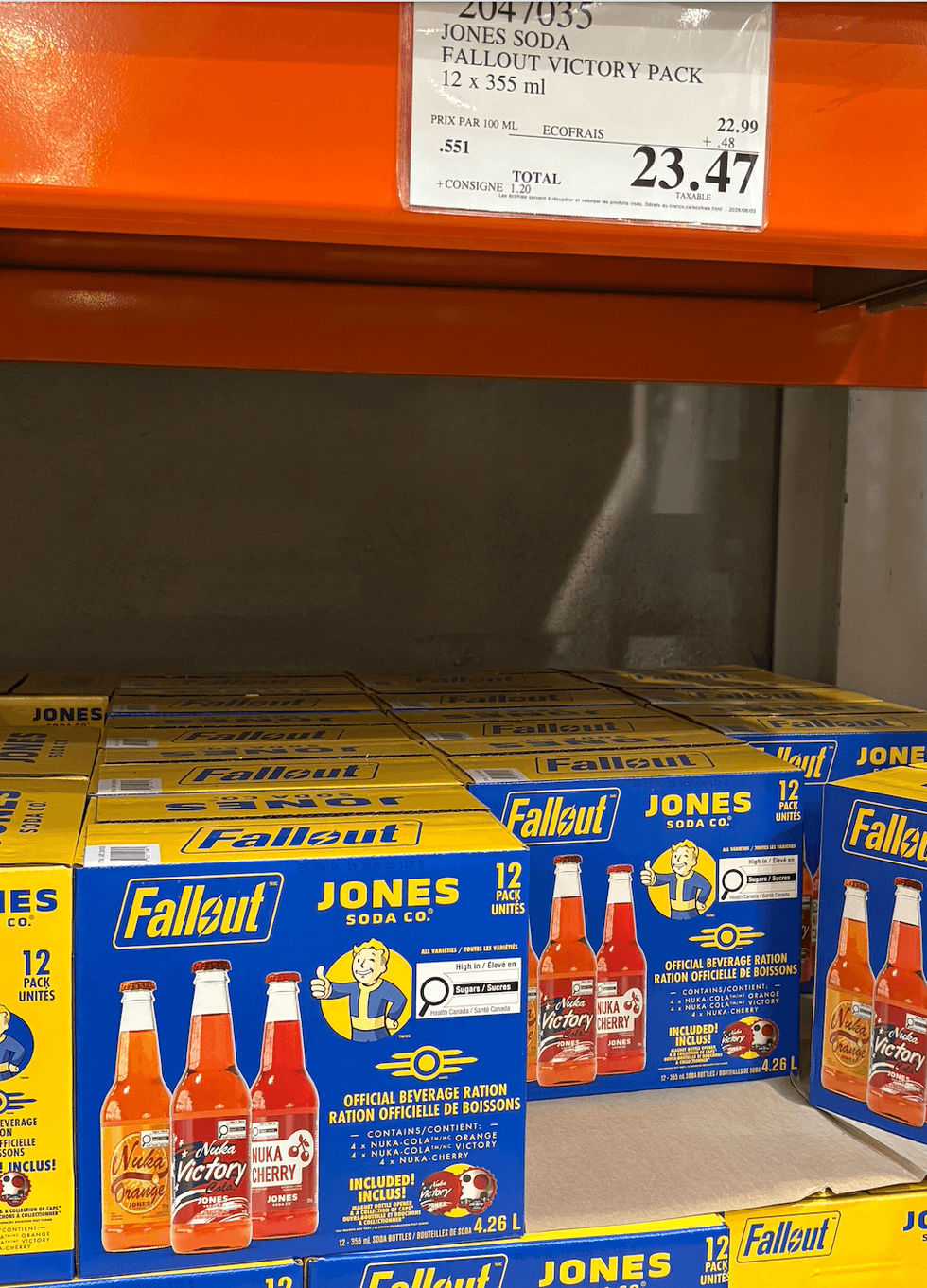 Ensemble Jones Soda Fallout Victory Pack (12 x 355 ml) au Costco.