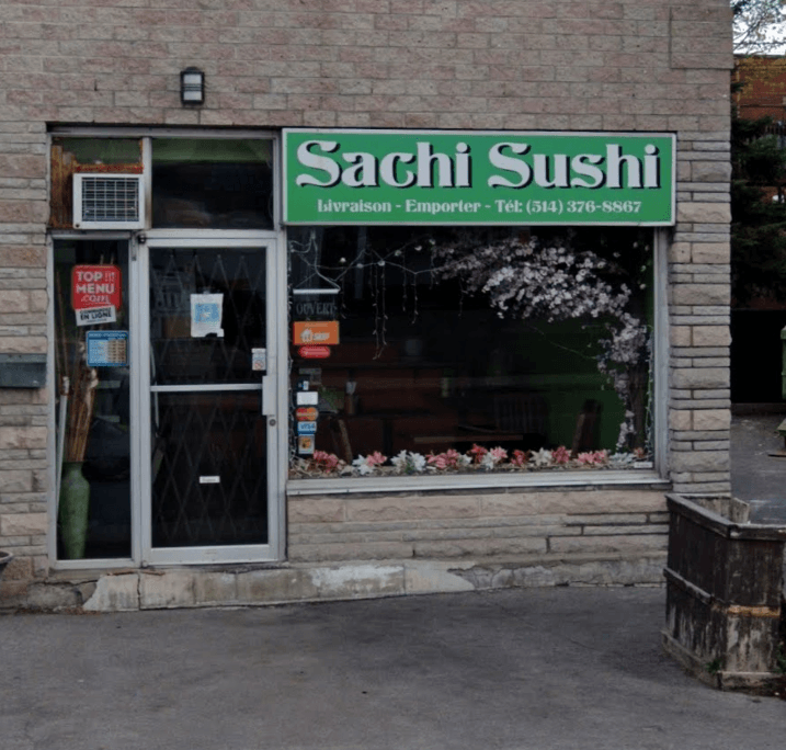 Fa\u00e7ade du restaurant Sashi Sushi \u00e0 Montr\u00e9al.