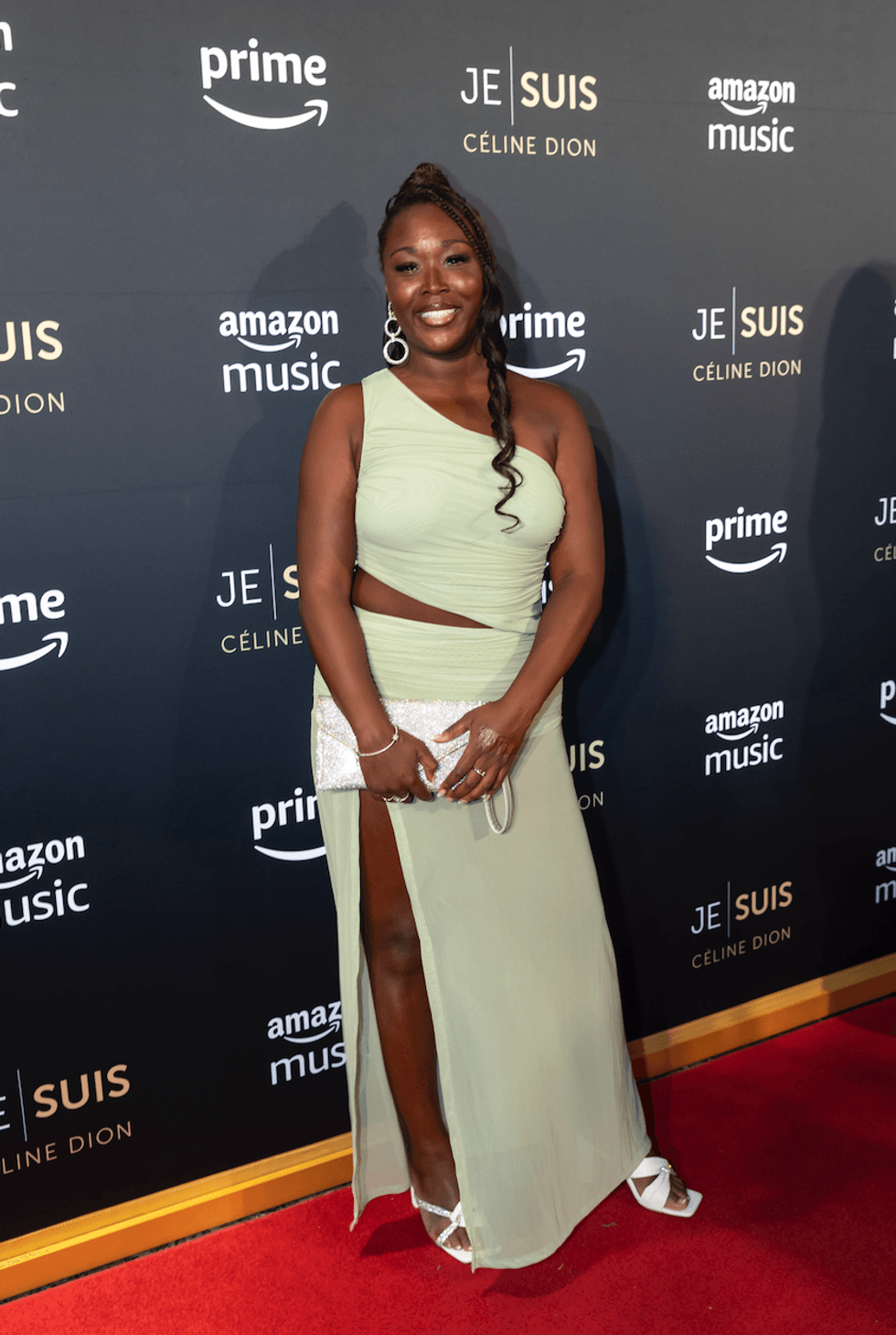 Fabienne Laferrie\u0300re sur le tapis rouge de JE SUIS : C\u00c9LINE DION.