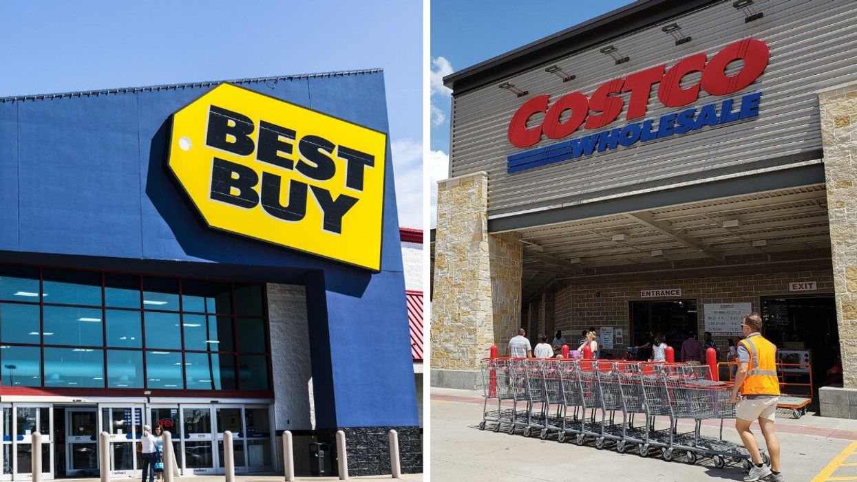 Façade du Best Buy. Droite : Succursale Costco.