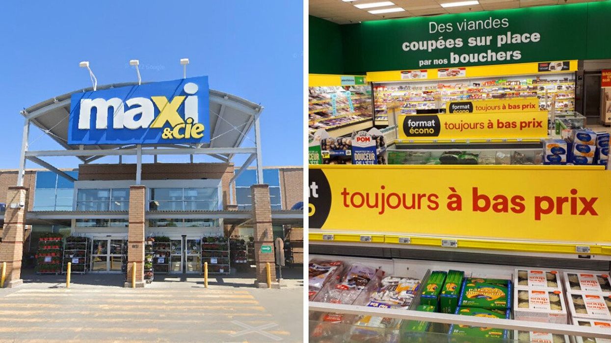 Façade du Maxi. Droite : Allée du Super C.