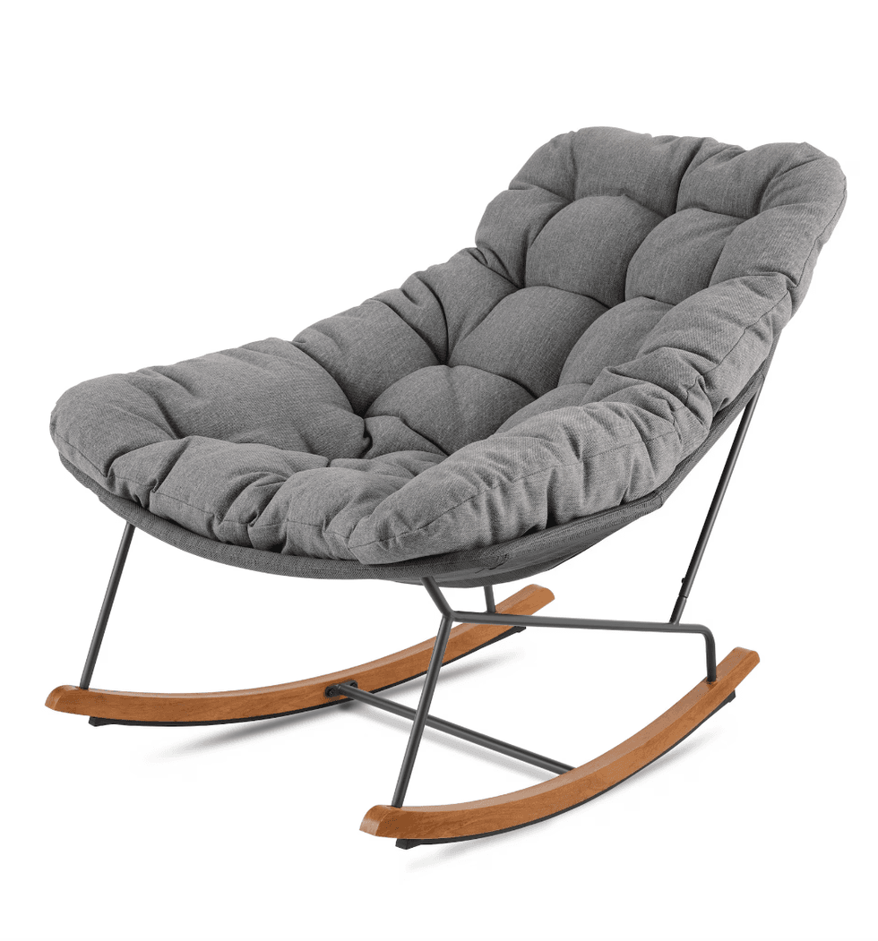Fauteuil ber\u00e7ant ext\u00e9rieur pour terrasse avec grand coussin r\u00e9sistant \u00e0 l'eau et \u00e0 la d\u00e9coloration CANVAS Kipawa.