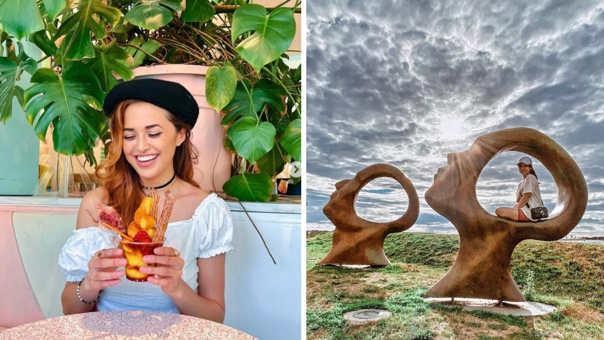 Femme au Blueboy. Droite : Femme au parc Frederic Back.