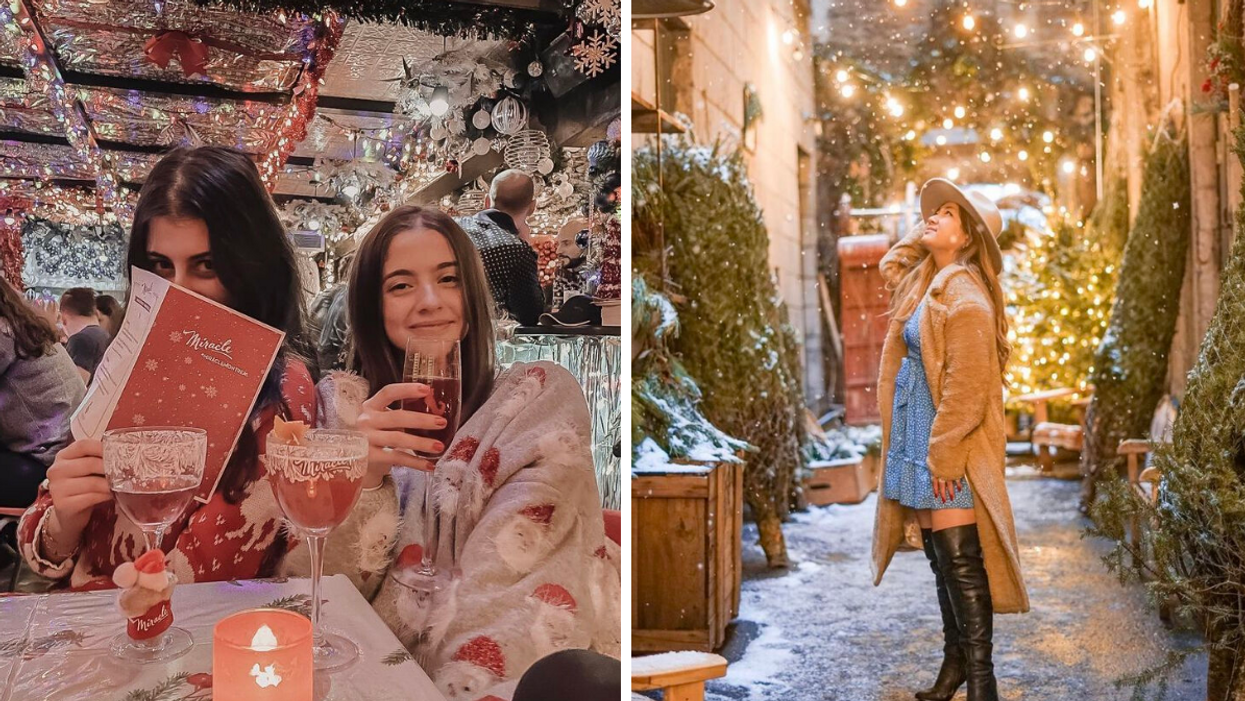 Femmes au bar de Noël Miracle. Droite : Femme dans la ruelle de Maison Pépin.