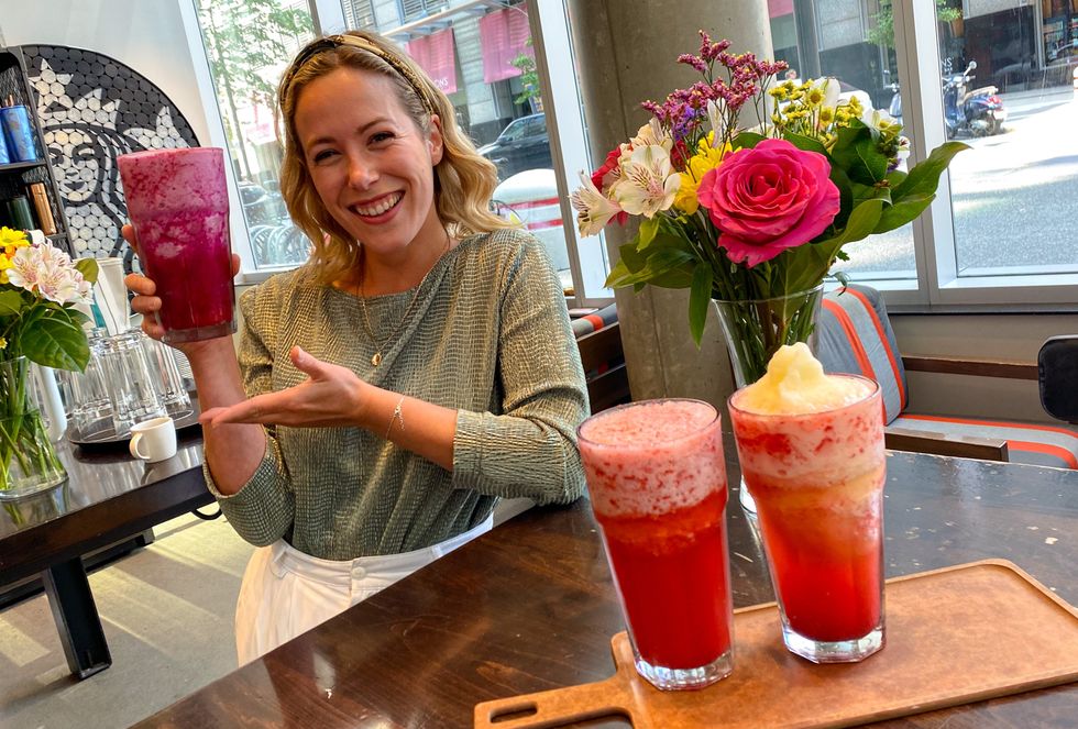 Francoise avec les givres.