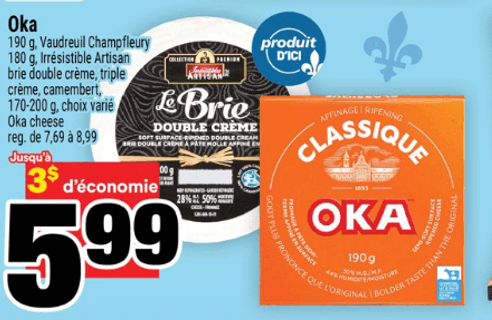 Fromage Oka dans la circulaire de Metro.