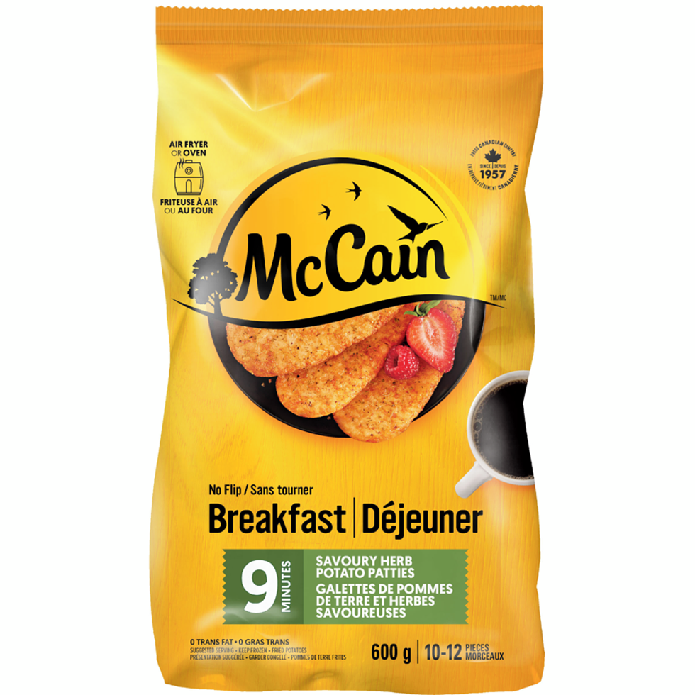 Galettes de pommes de terre et herbes savoureuses McCain sur le site du Maxi.