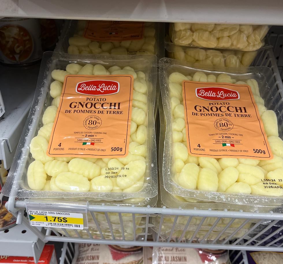 Gnocchis de pomme de terre dans leur emballage au Dollarama.