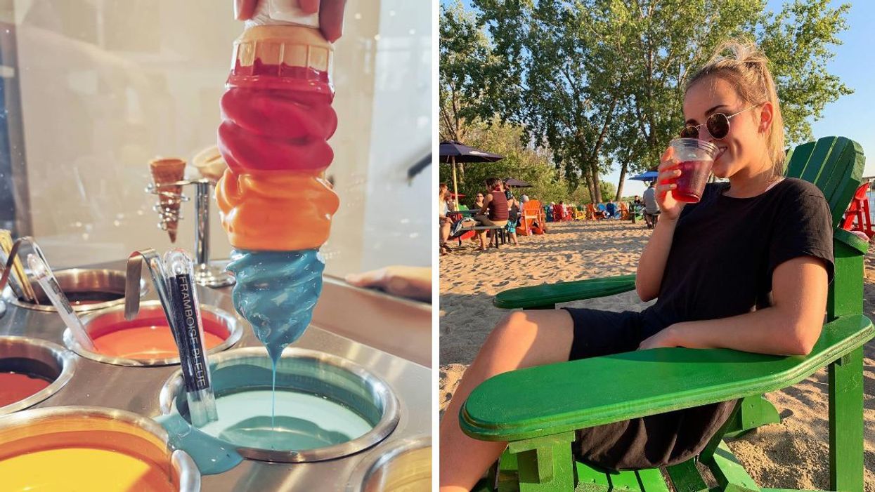 Grand Verglas de Saint-Jean-sur-Richelieu. Droite : La terrasse de la Marina de Boucherville.