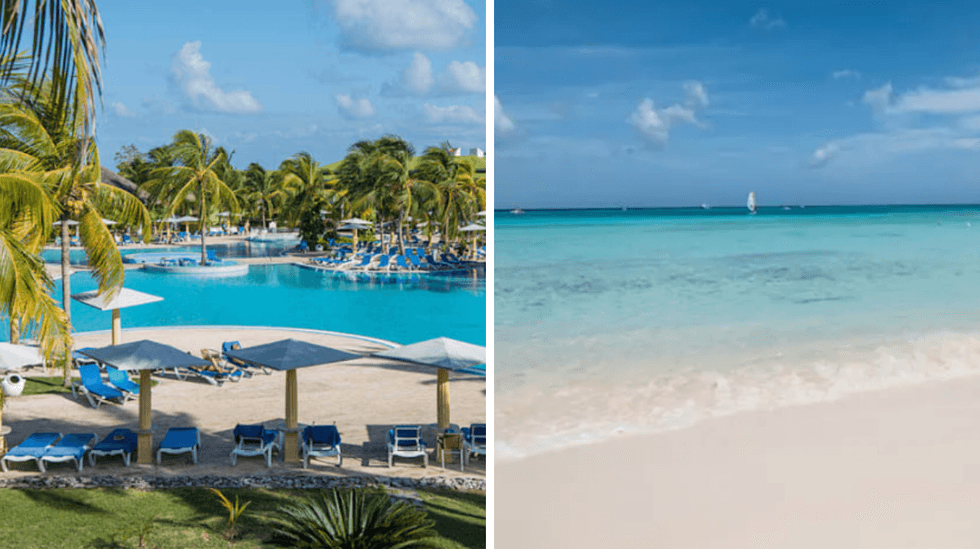 Grande piscine au Playa Costa Verde. Droite : Plage.
