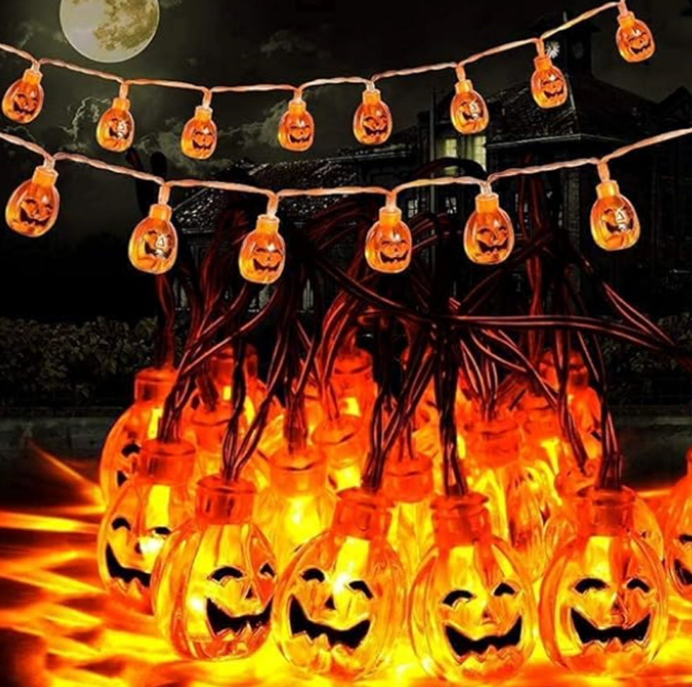 Guirlande lumineuse \u00e0 DEL en forme de citrouille.