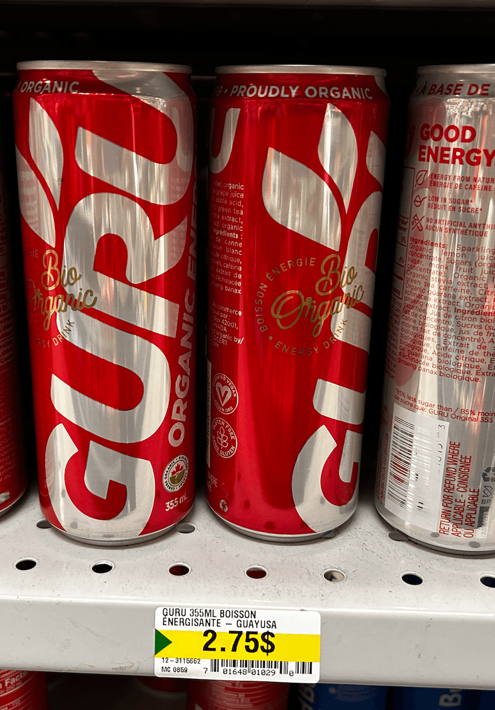 Guru - Boisson \u00e9nergie en vente au Dollarama de Ch\u00e2teauguay.