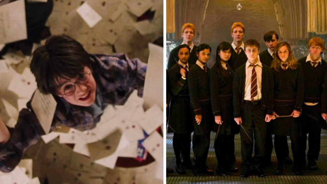 Harry Potter à l'école des sorciers. Droite : Harry Potter et l'Ordre du Phénix.