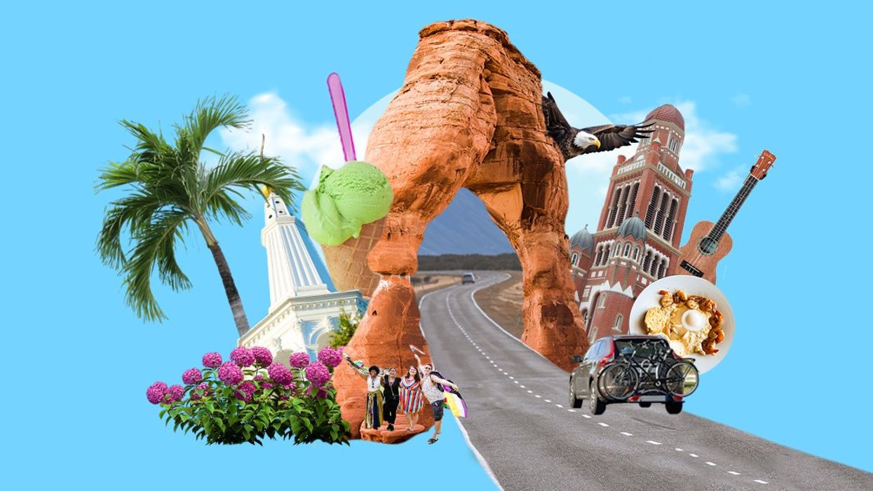 Illustration personnalisée mettant en avant des éléments emblématiques des petites villes aux États-Unis.